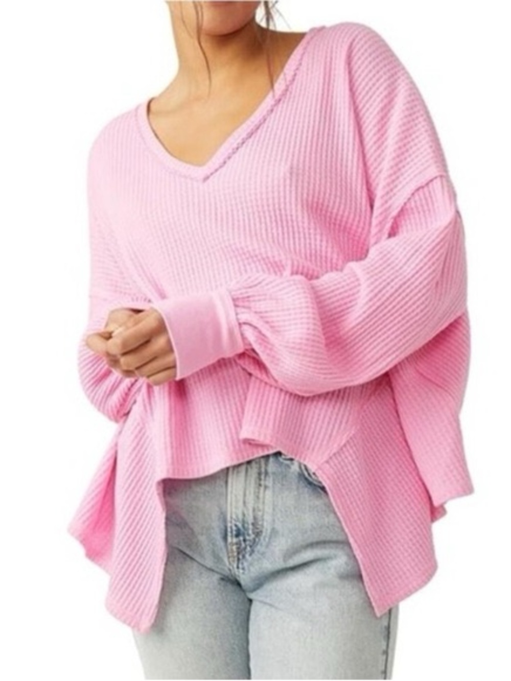size xs free people we the free coraline waffle knit thermal long sleeve top